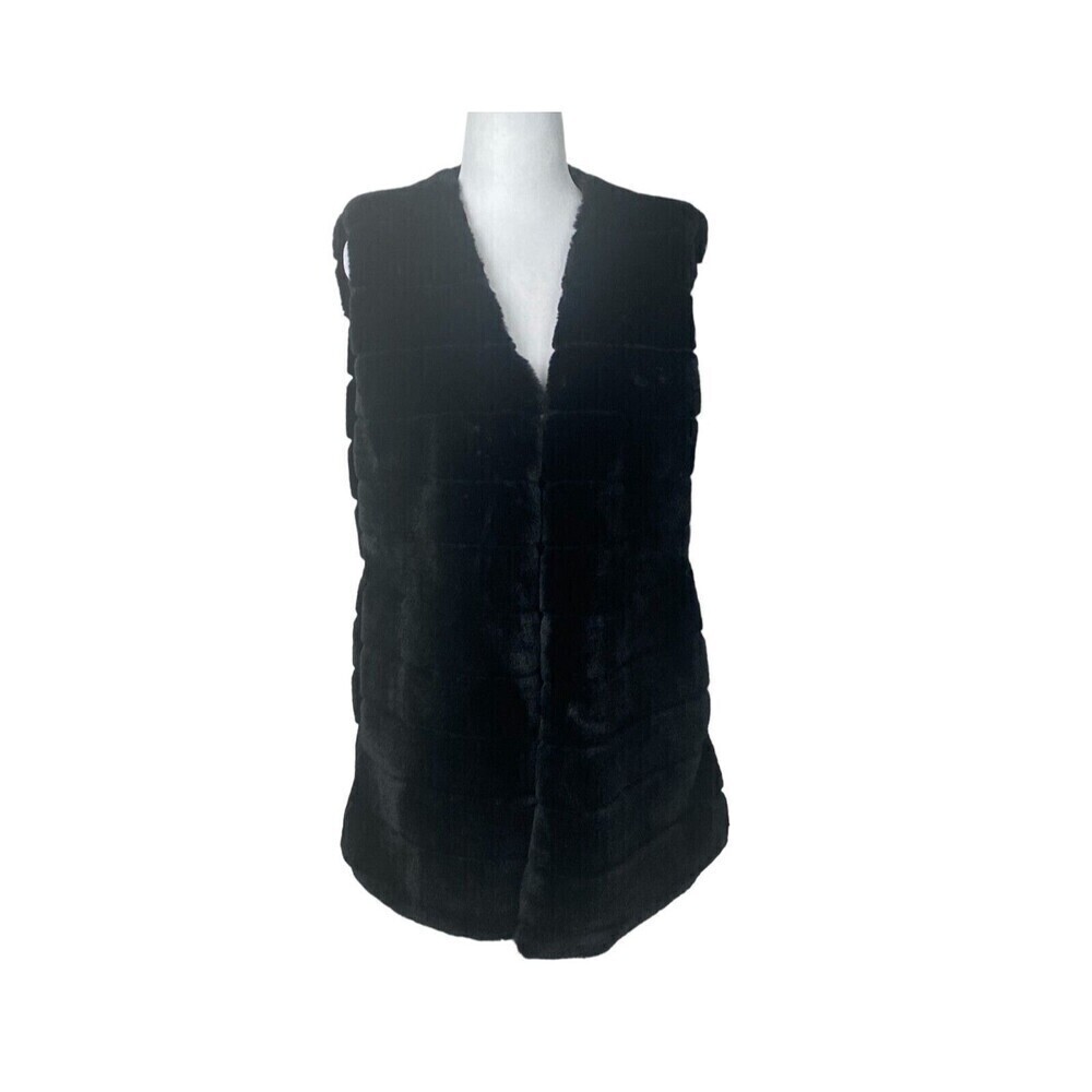 Echo New York Vest Womens S/M Black Faux Fur Sleeveless